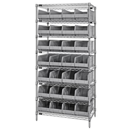 QUANTUM STORAGE SYSTEMS Stackable Shelf Bin Steel Shelving Systems WR8-463GY